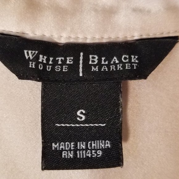 White House Black Market silk 3/4 sleeve tan top S - Picture 4 of 7